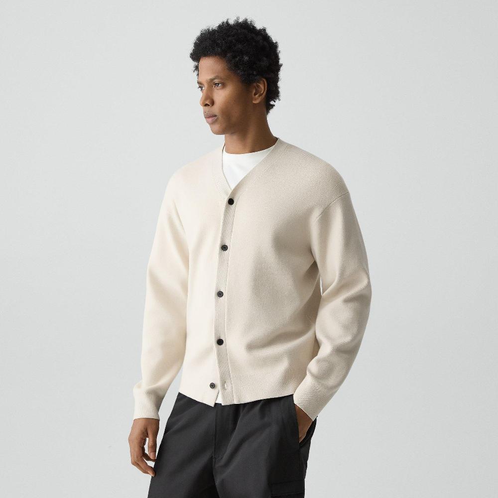 J Brand V-Neck Cardigan In Wool Bilen Alabaster