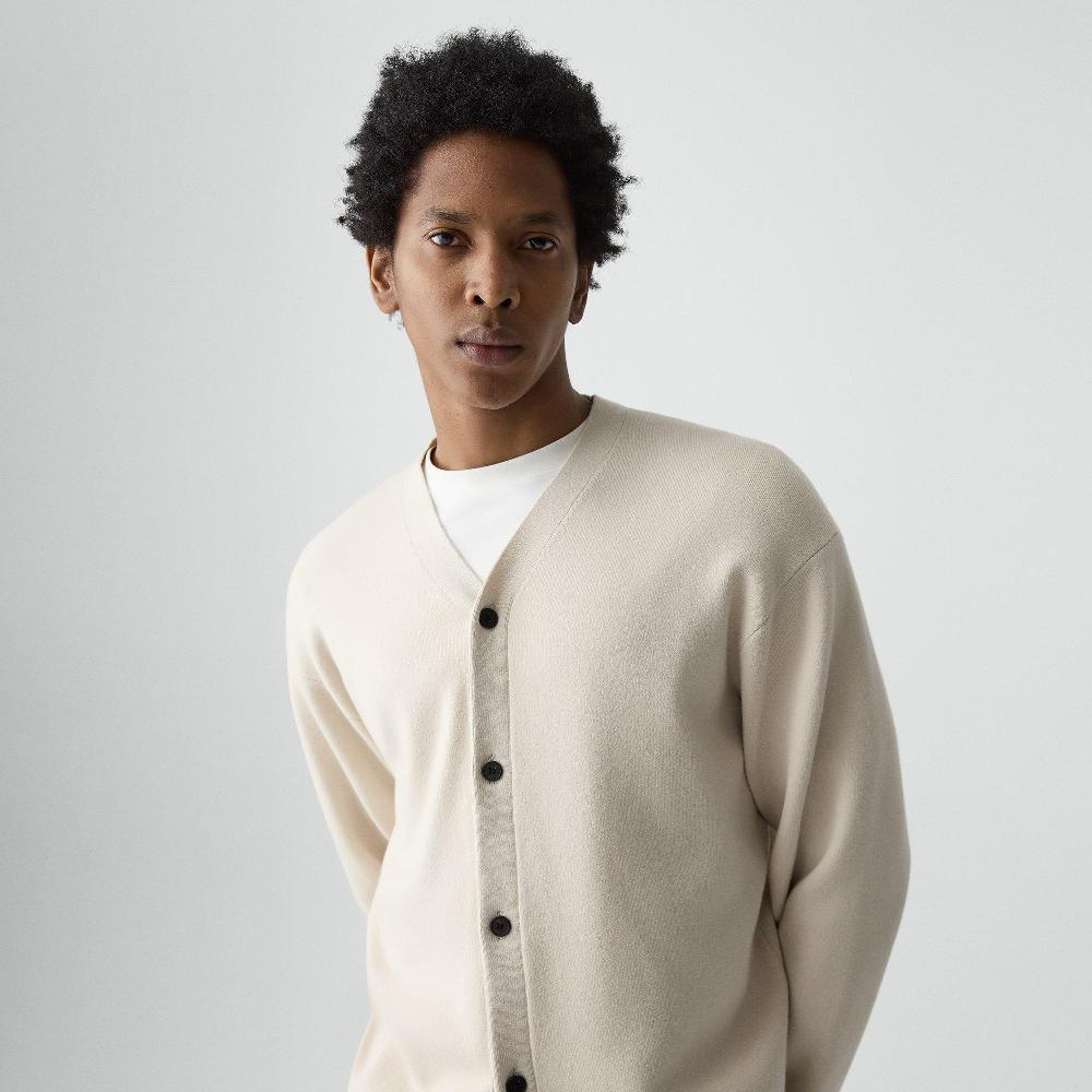 J Brand V-Neck Cardigan In Wool Bilen Alabaster