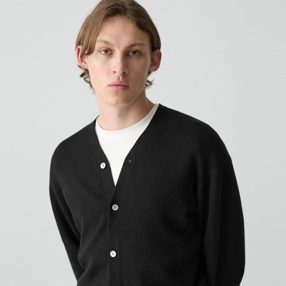 J Brand V-Neck Cardigan In Wool Bilen Black