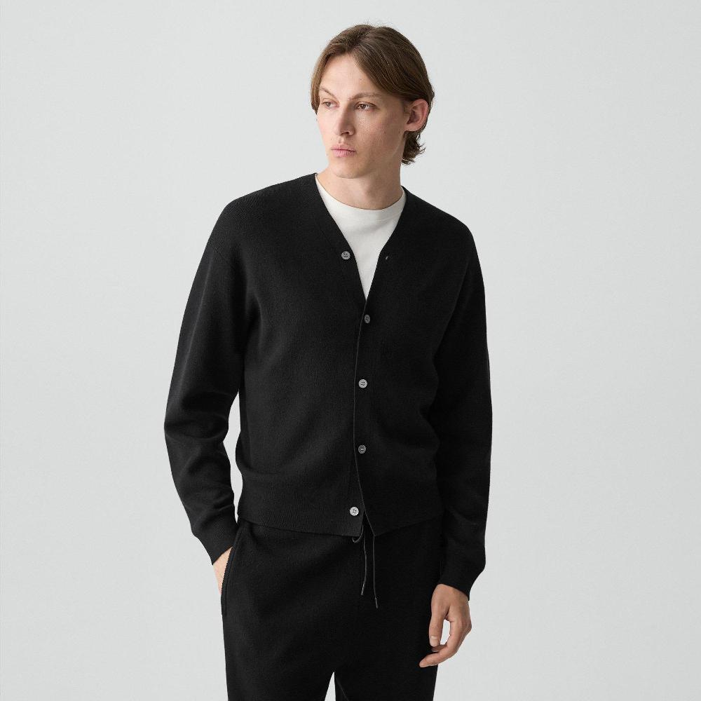 j brand V-Neck Cardigan in Wool Bilen black
