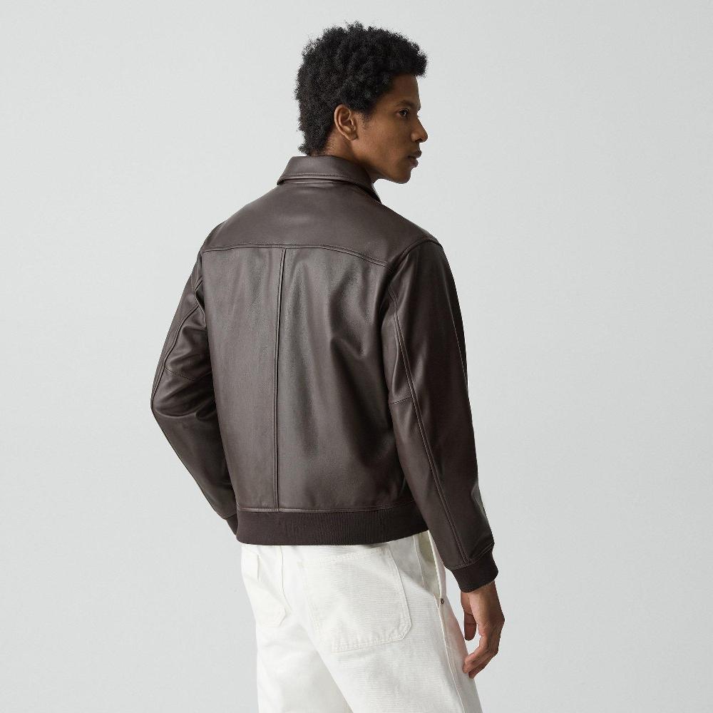 J Brand Wyatt Zip Jacket In Leather Brownwood