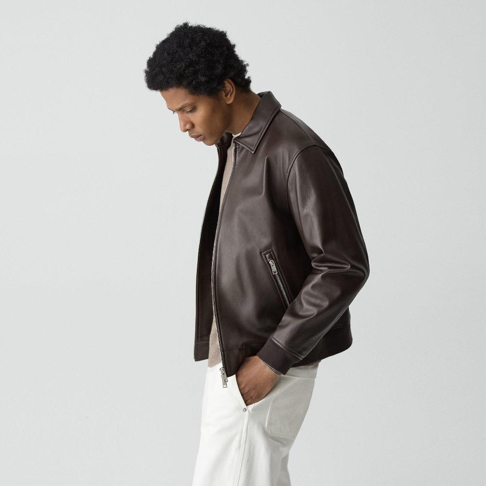 j brand Wyatt Zip Jacket in Leather brownwood