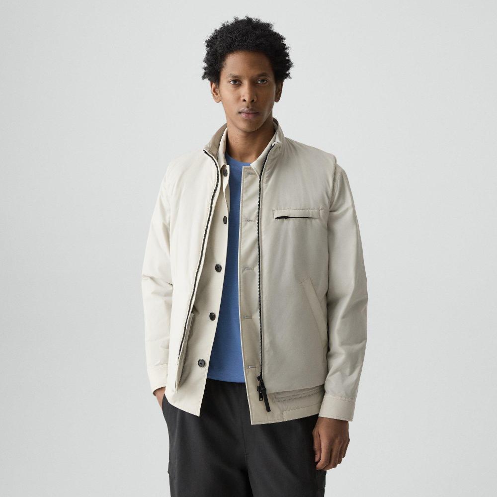 J Brand Zip-Up Vest In Motion Nylon Alabaster