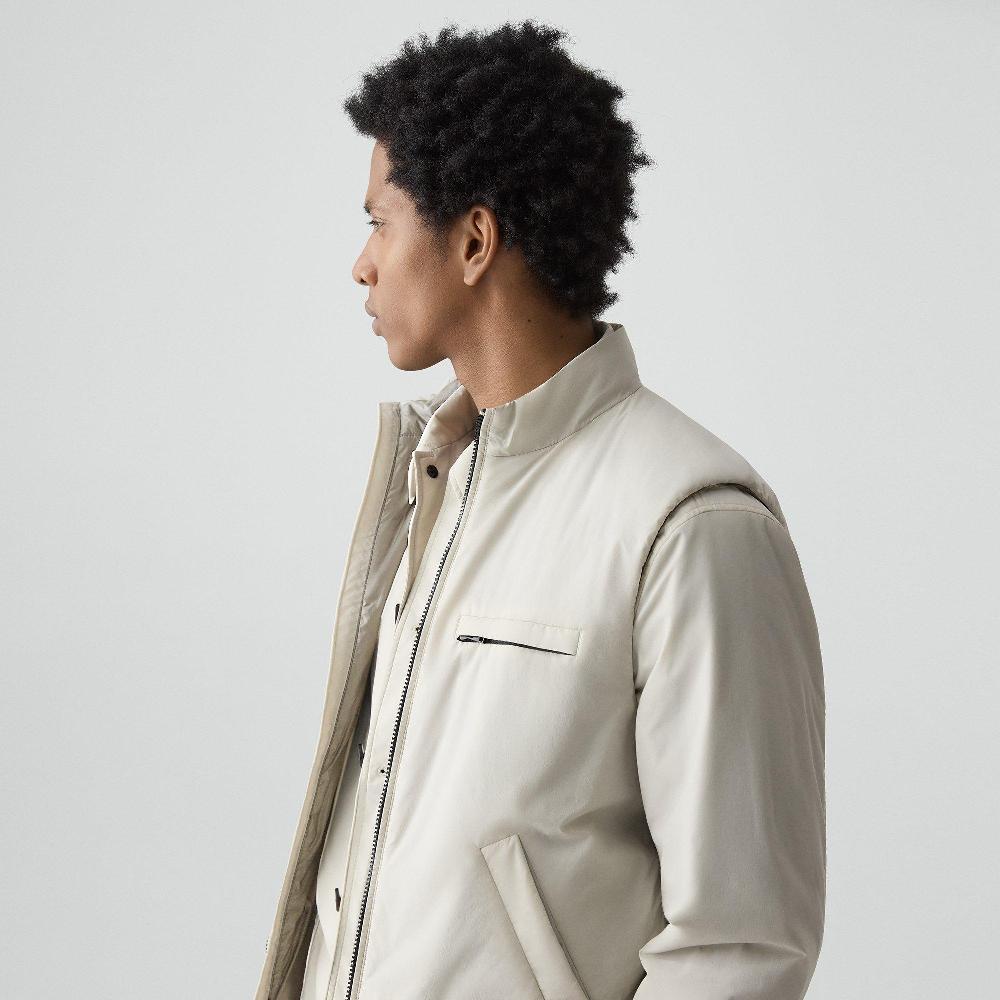 J Brand Zip-Up Vest In Motion Nylon Alabaster