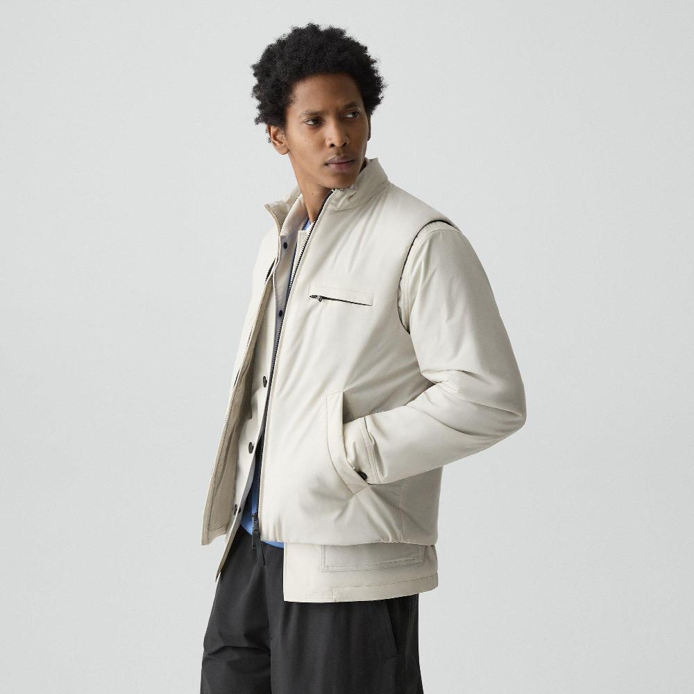 j brand Zip-Up Vest in Motion Nylon alabaster