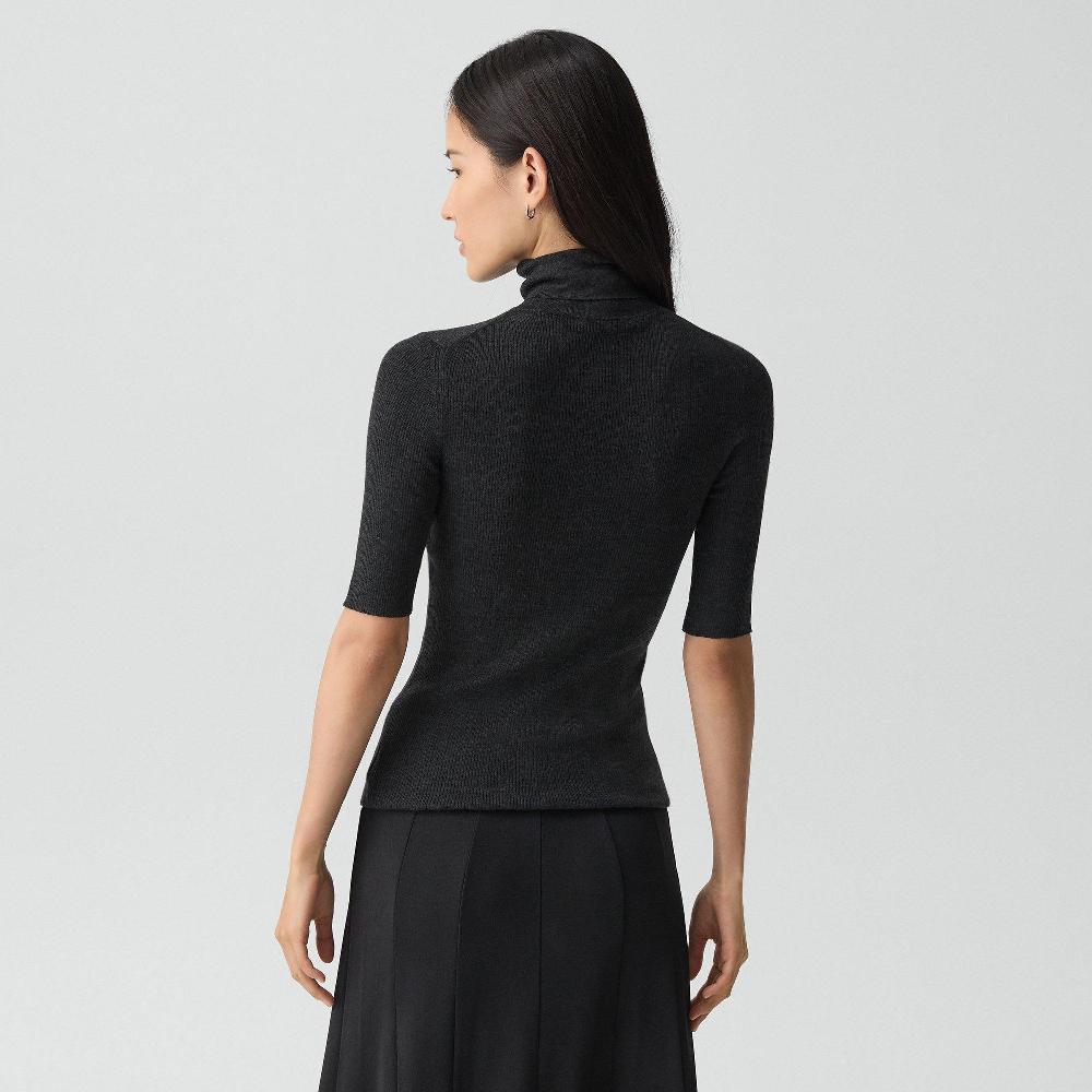 J Brand Leenda Short-Sleeve Turtleneck In Regal Wool New Pestle Melange