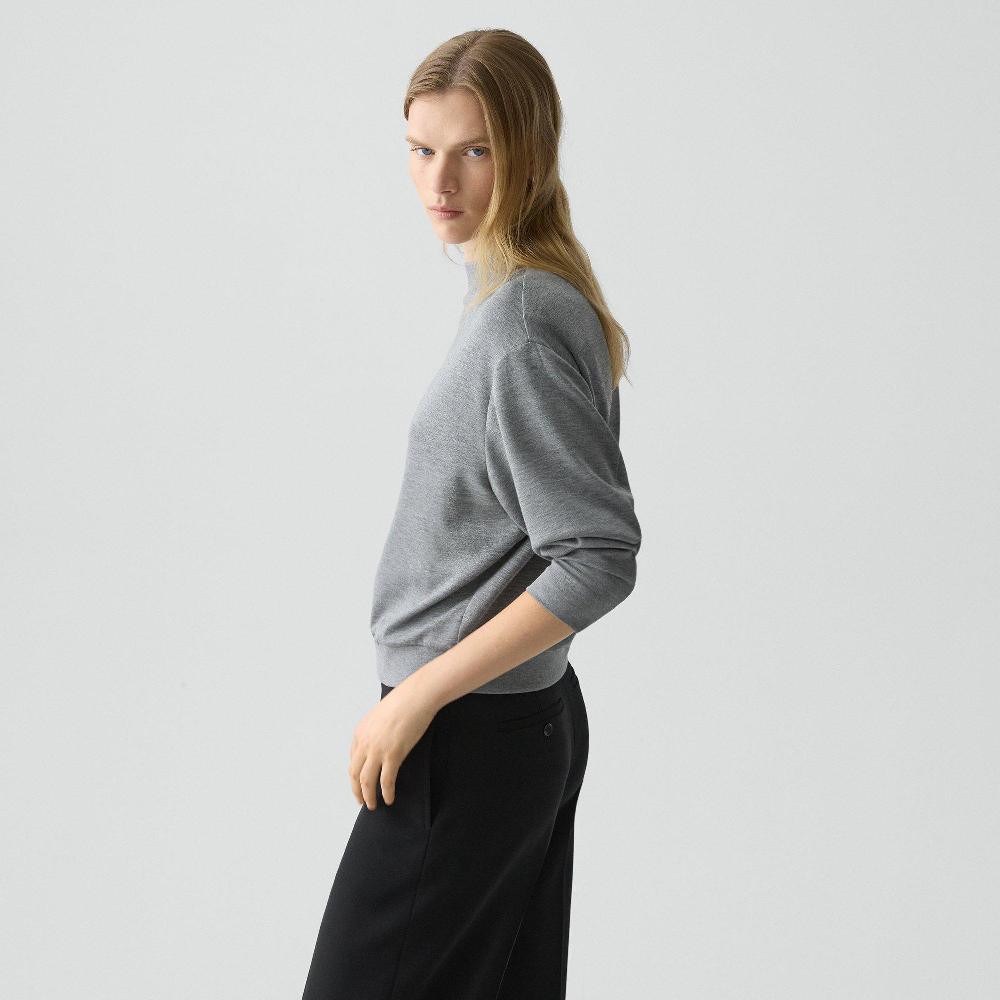J Brand Mock Neck Sweatshirt In Double-Knit Jersey Grey Melange