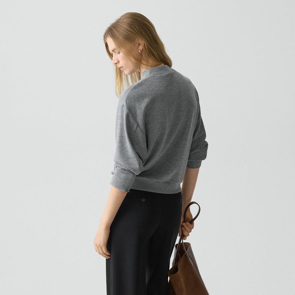 J Brand Mock Neck Sweatshirt In Double-Knit Jersey Grey Melange