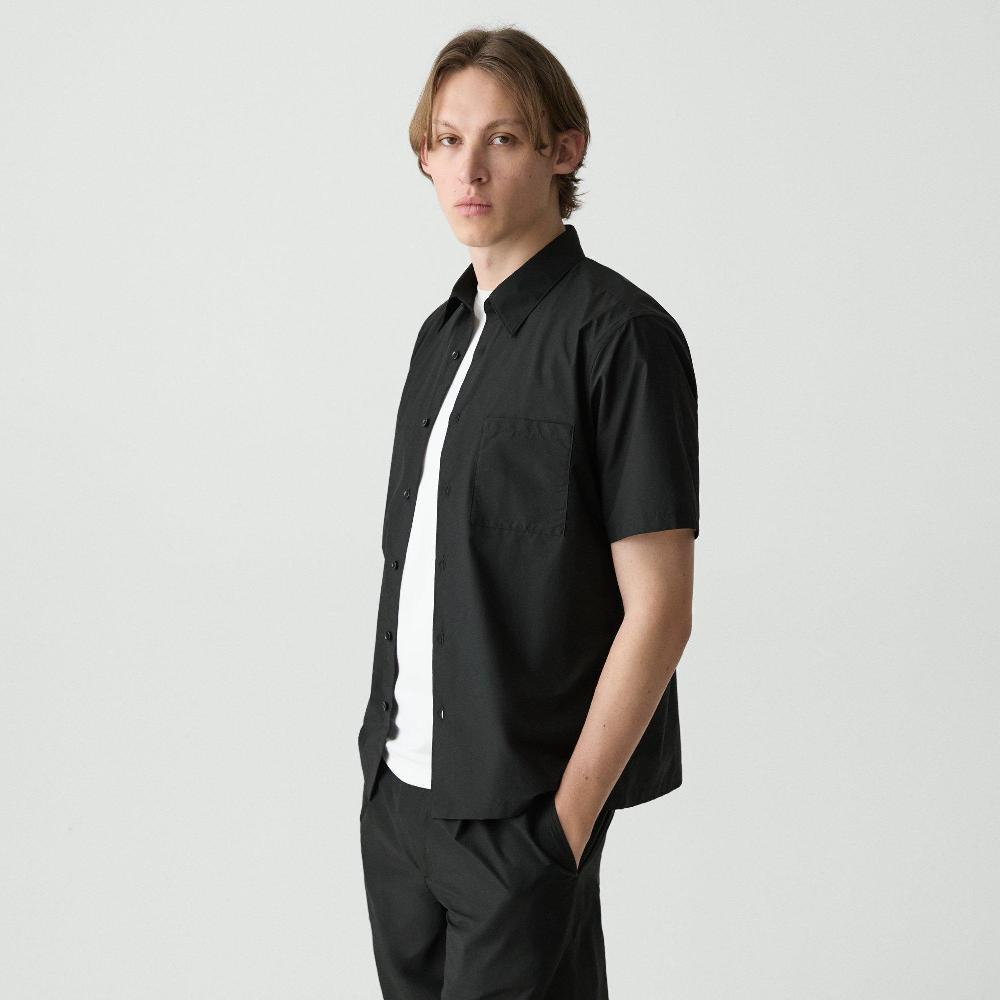 J Brand Noll Short-Sleeve Shirt In Cotton-Blend Black