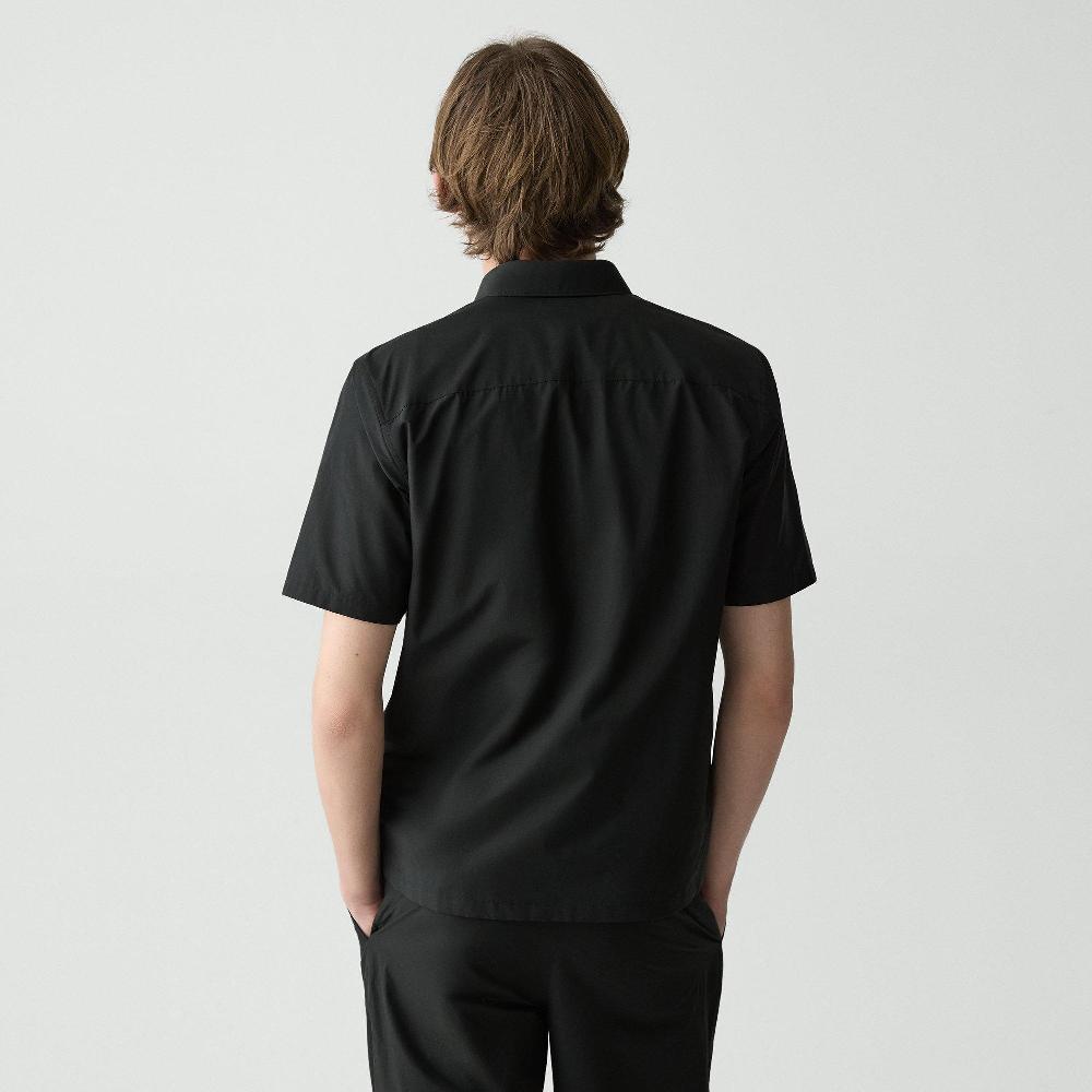 J Brand Noll Short-Sleeve Shirt In Cotton-Blend Black
