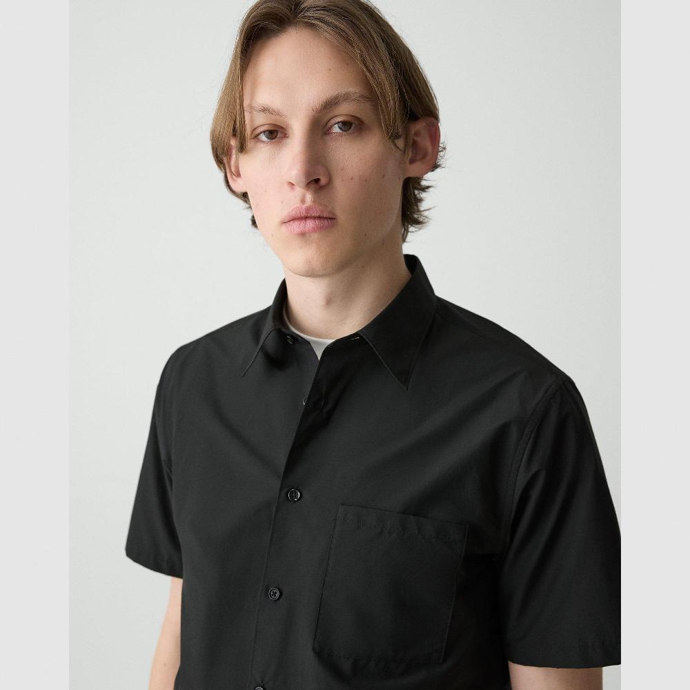 J Brand Noll Short-Sleeve Shirt In Cotton-Blend Black
