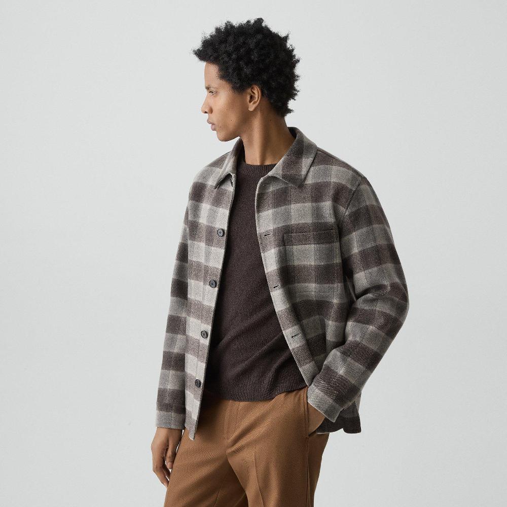 J Brand Overshirt In Checked Double-Face Wool-Cashmere Feather Multi