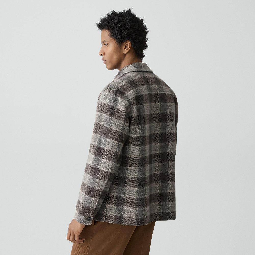 J Brand Overshirt In Checked Double-Face Wool-Cashmere Feather Multi