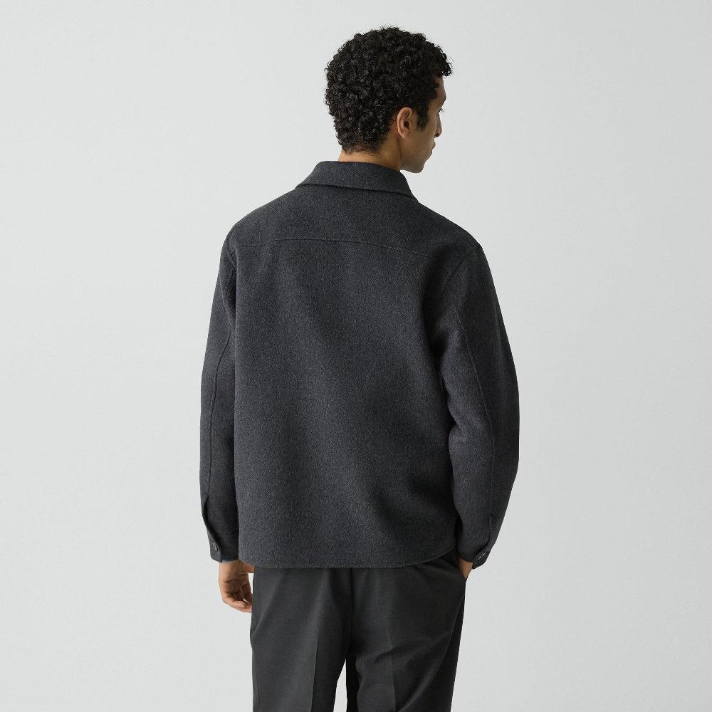 J Brand Overshirt In Double-Face Wool-Cashmere Dark Charcoal Melange