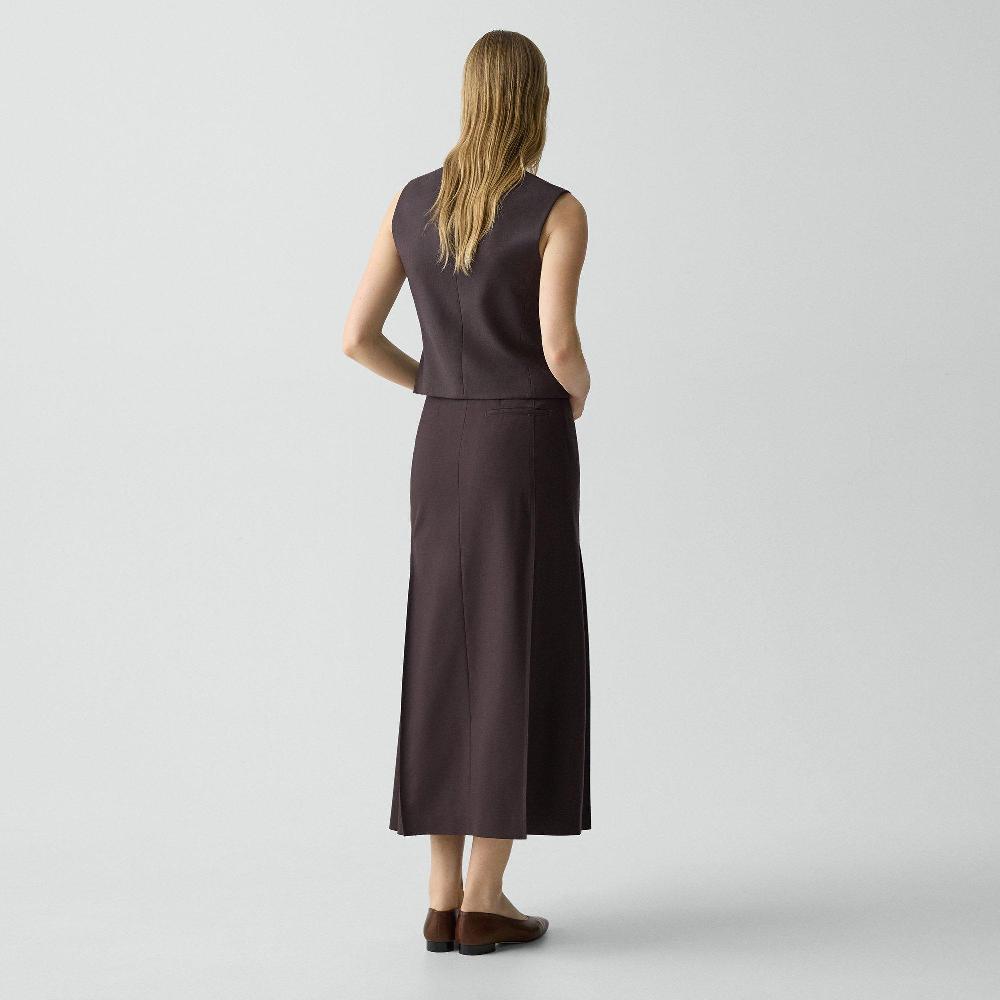 J Brand Pleated Maxi Skirt In Wool-Blend Flannel Cacao