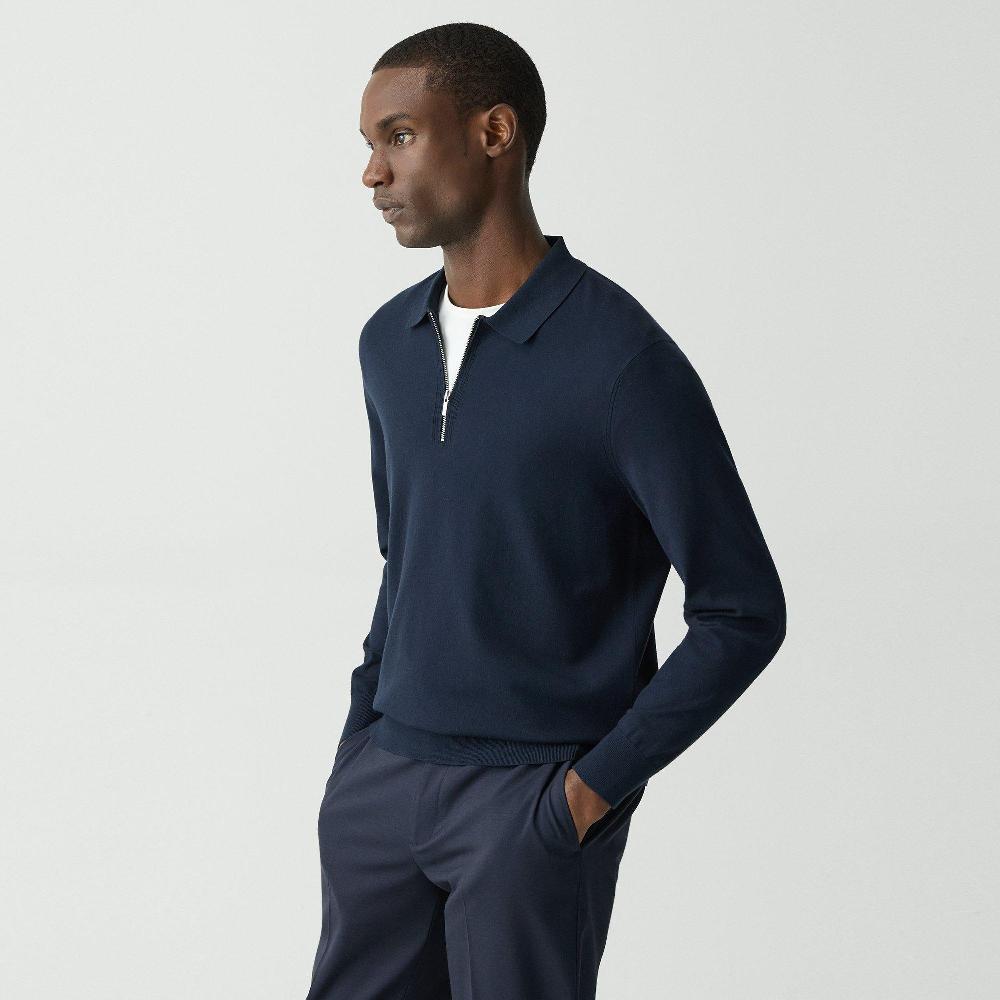 J Brand Quarter-Zip Polo Sweater In Light Bilen Baltic