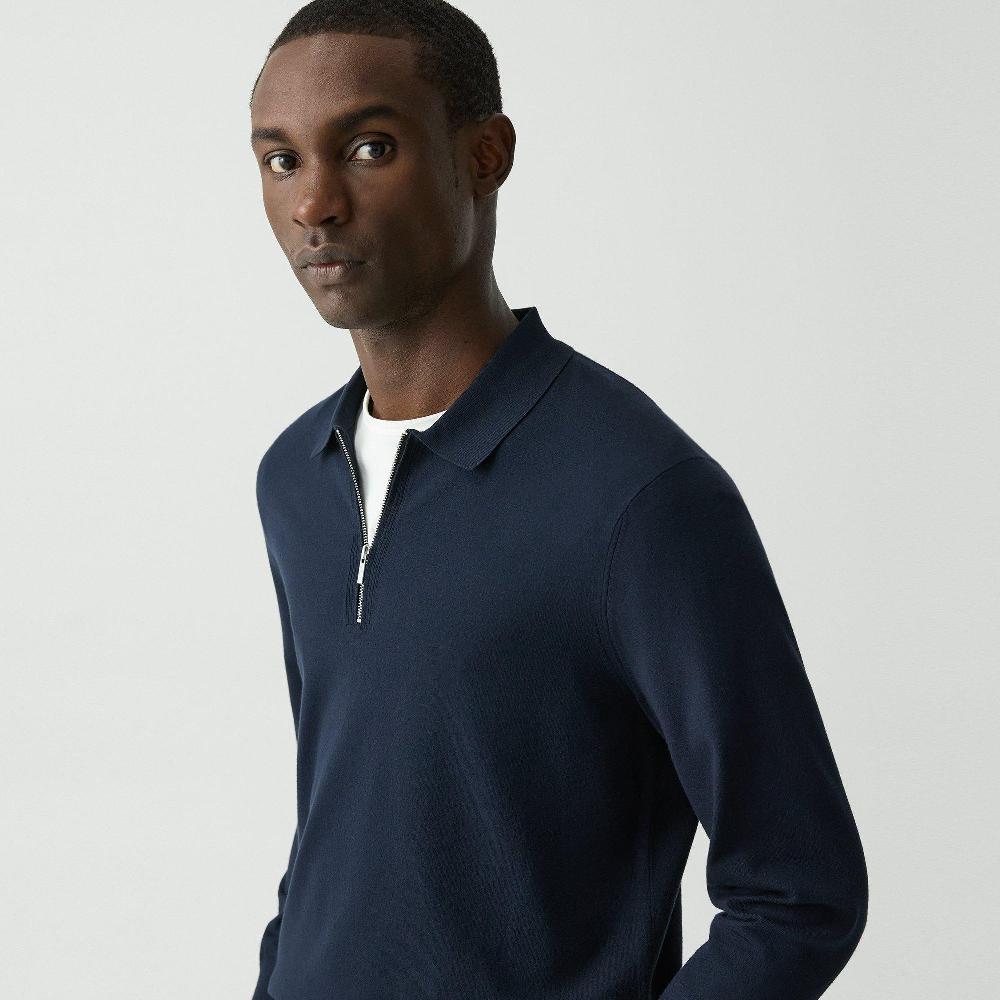 J Brand Quarter-Zip Polo Sweater In Light Bilen Baltic