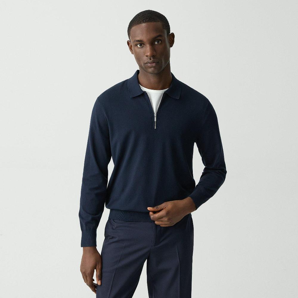 j brand Quarter-Zip Polo Sweater in Light Bilen baltic