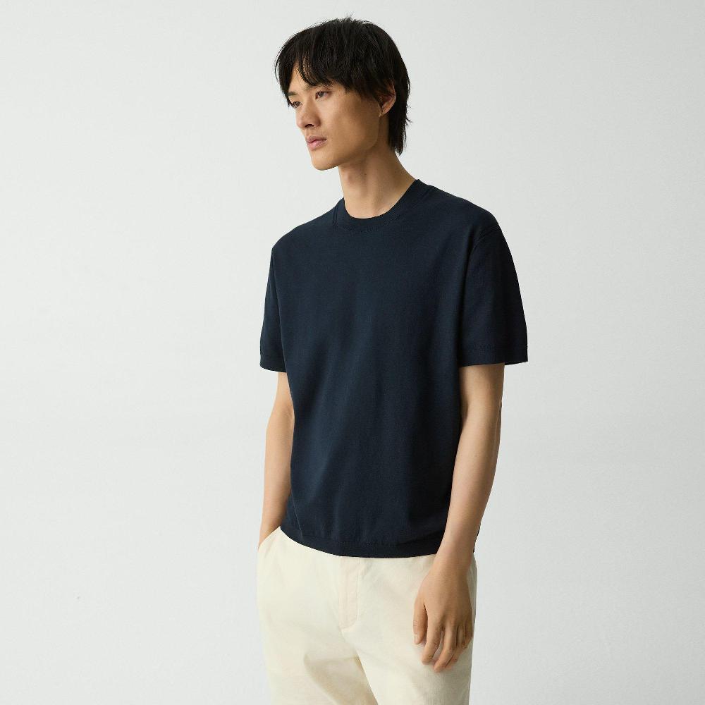 J Brand Relaxed Crewneck Tee In Cotton Light Twist Baltic