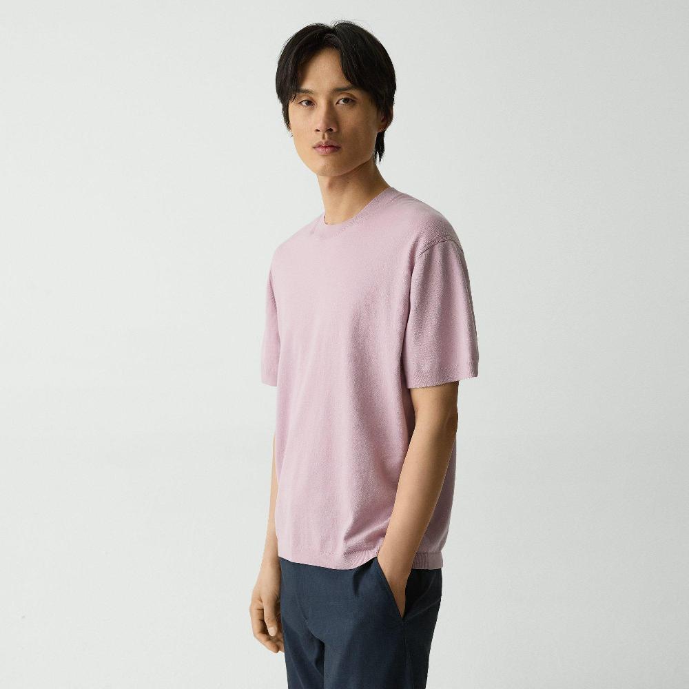 J Brand Relaxed Crewneck Tee In Cotton Light Twist Pale Mauve