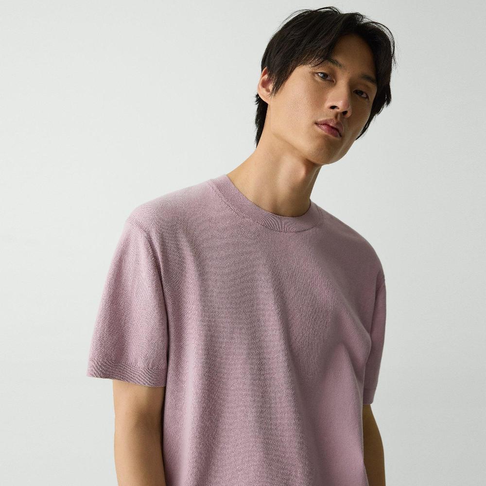 J Brand Relaxed Crewneck Tee In Cotton Light Twist Pale Mauve