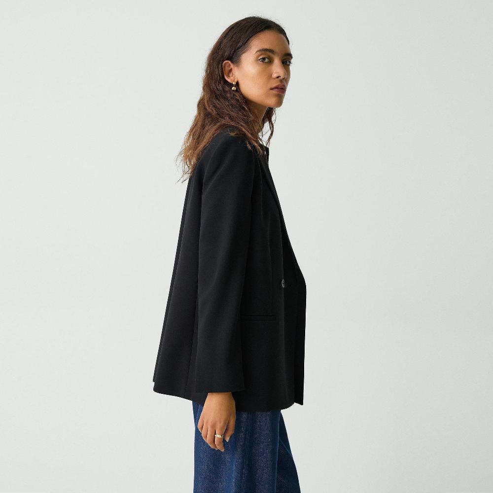 J Brand Relaxed Double-Breasted Blazer In Admiral Crepe Black
