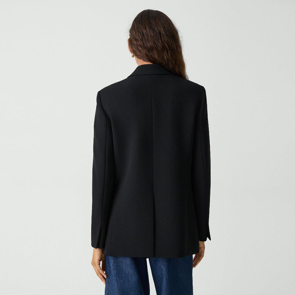 J Brand Relaxed Double-Breasted Blazer In Admiral Crepe Black