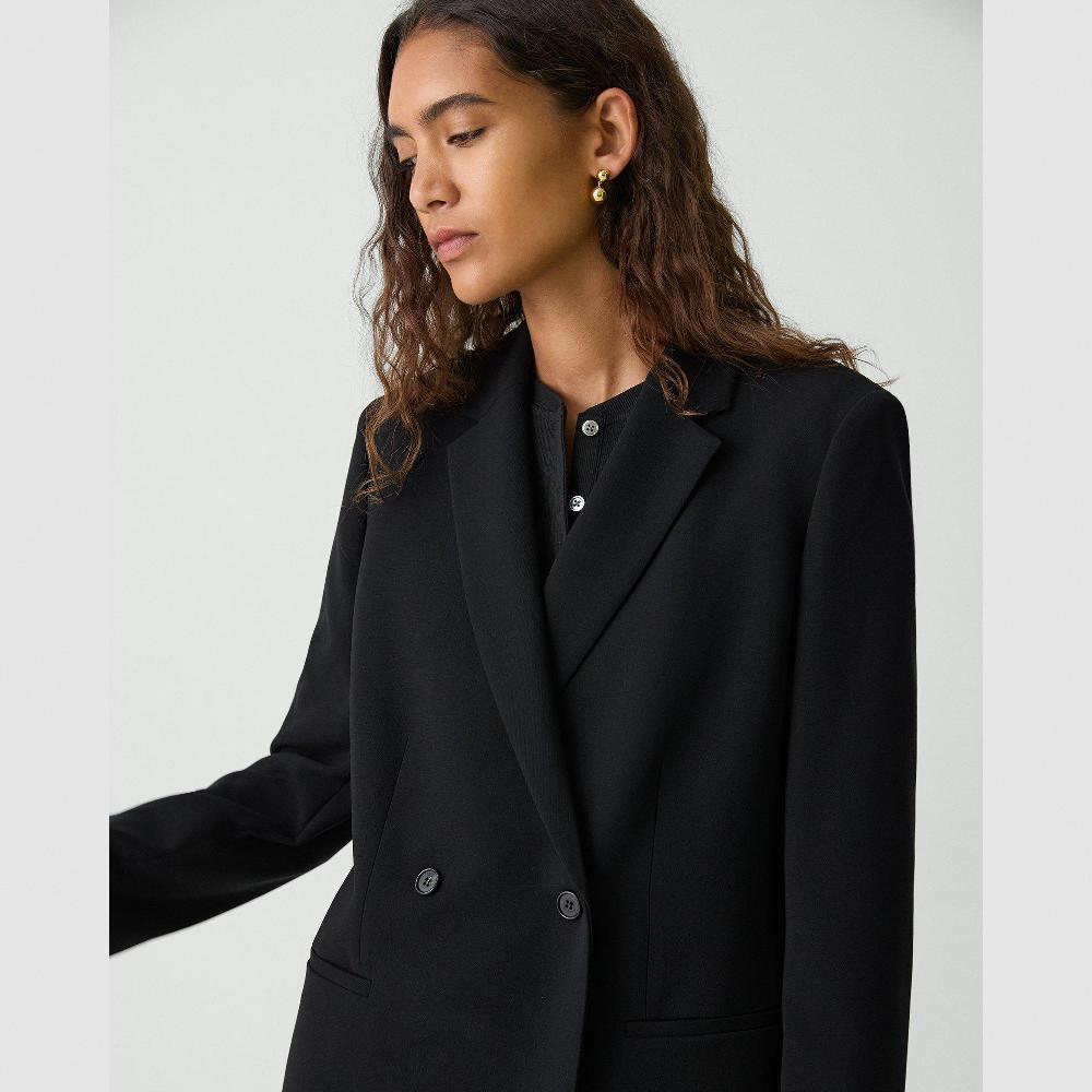 J Brand Relaxed Double-Breasted Blazer In Admiral Crepe Black