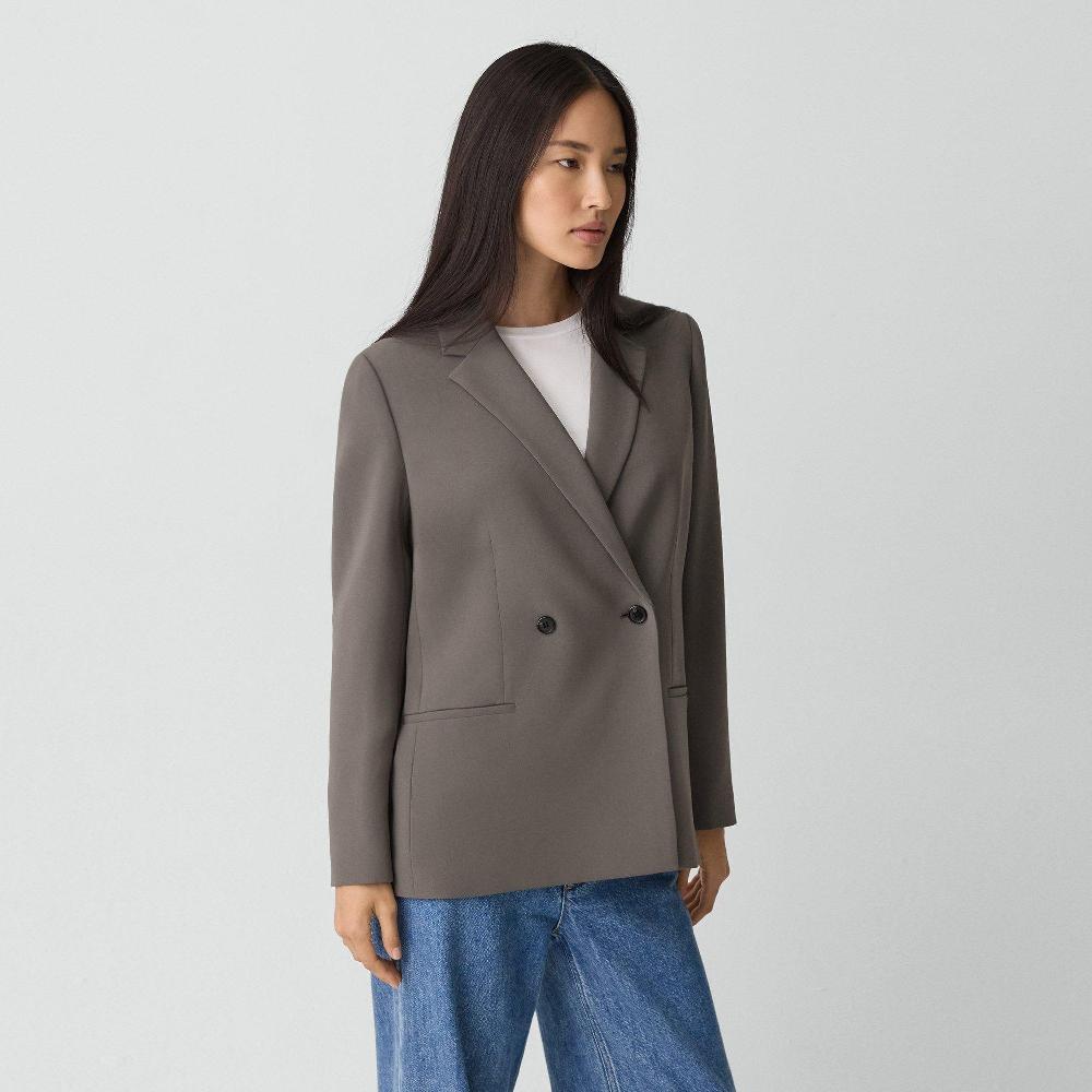 J Brand Relaxed Double-Breasted Blazer In Admiral Crepe Slate