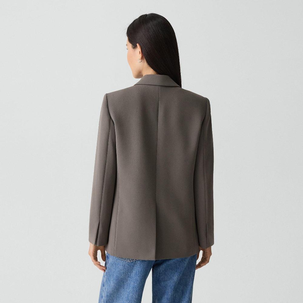 J Brand Relaxed Double-Breasted Blazer In Admiral Crepe Slate