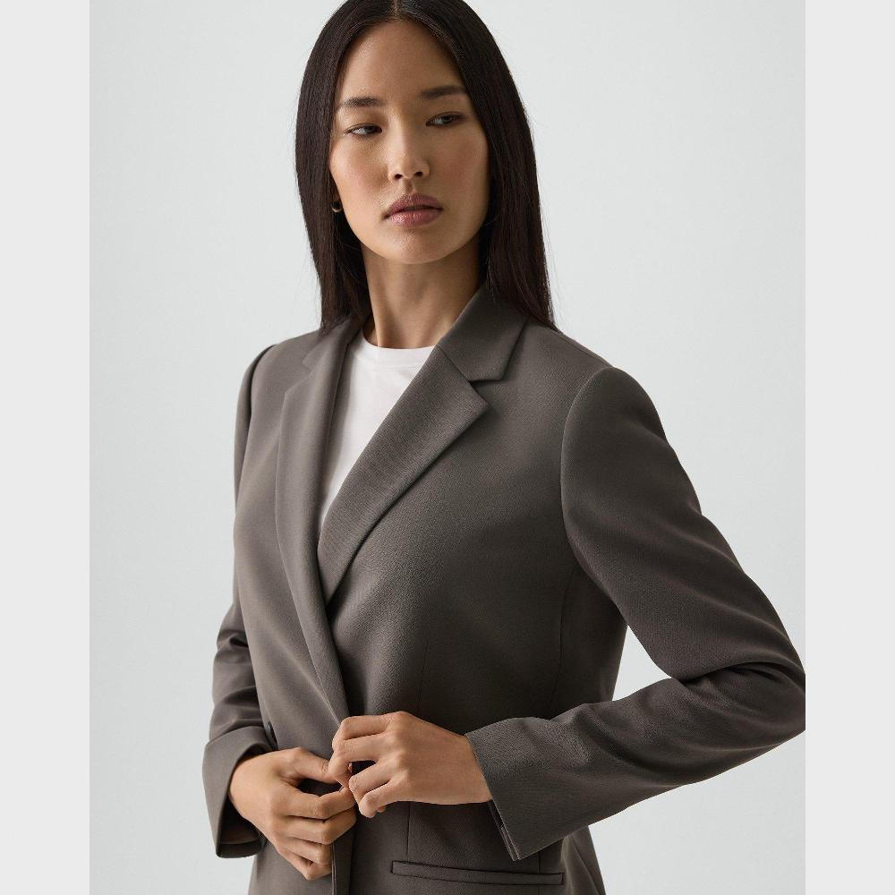 J Brand Relaxed Double-Breasted Blazer In Admiral Crepe Slate