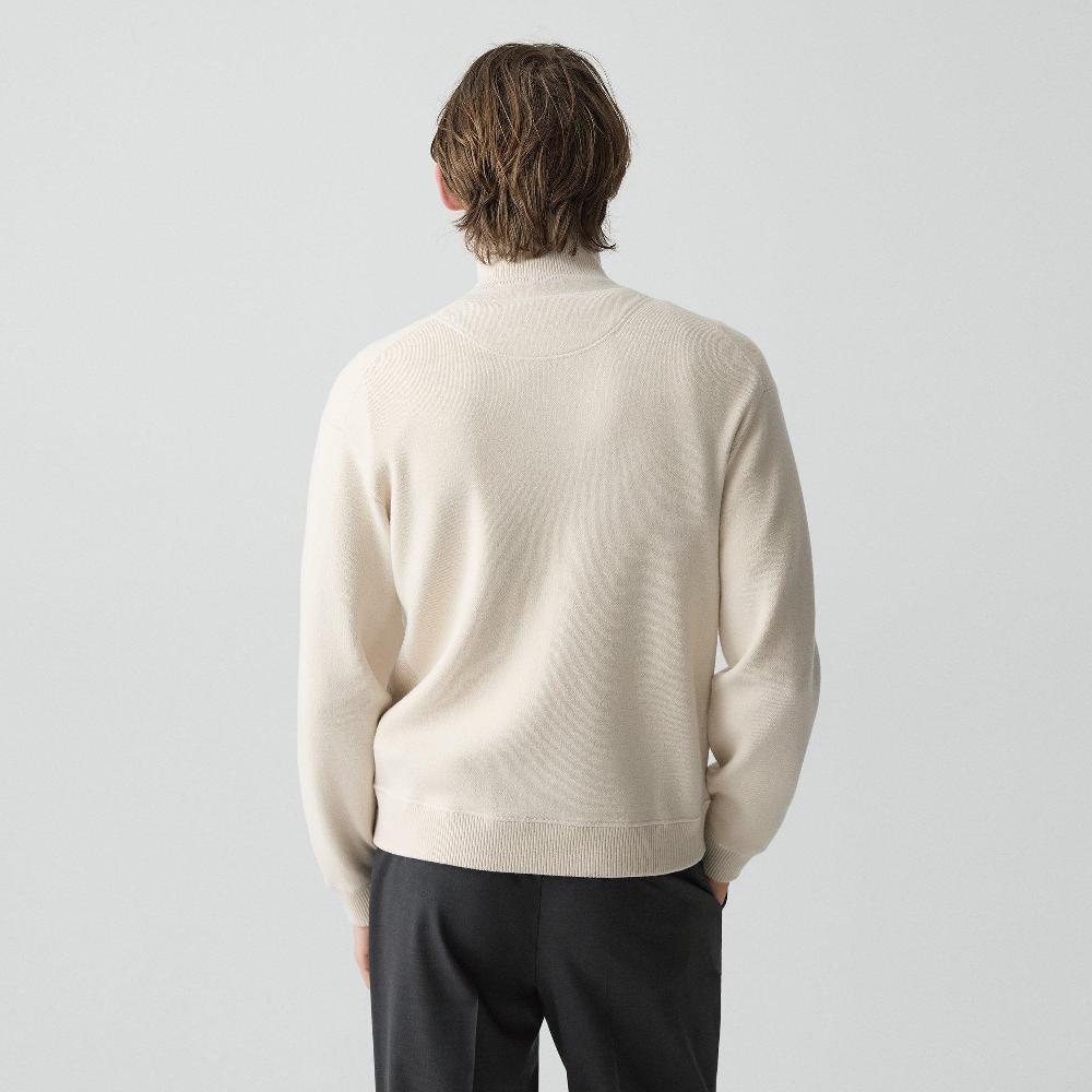 J Brand Relaxed Quarter-Zip Sweatshirt In Wool Bilen Alabaster