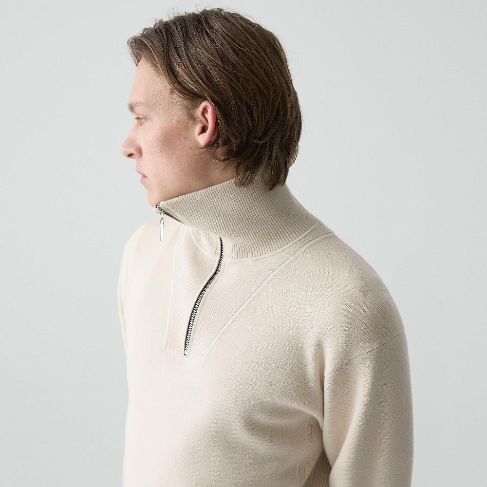 J Brand Relaxed Quarter-Zip Sweatshirt In Wool Bilen Alabaster