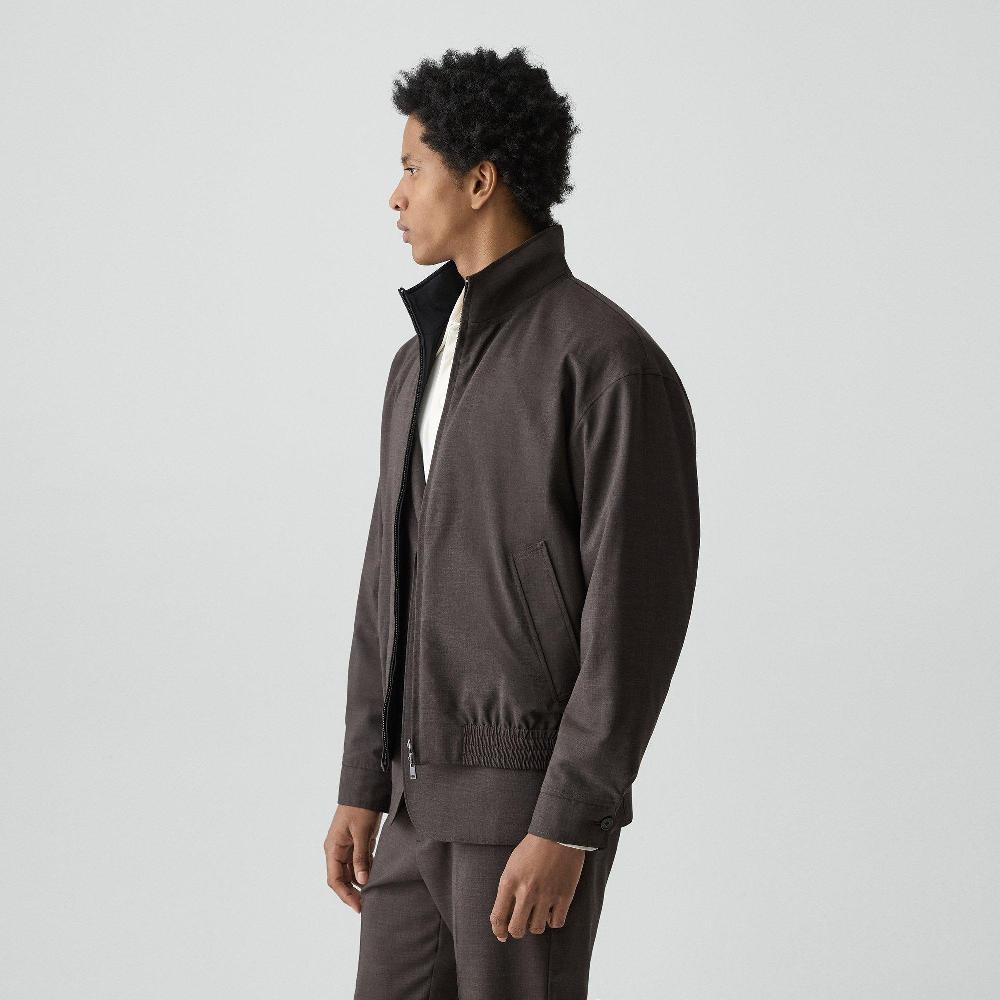 J Brand Reversible Jacket In Motion Wool Brownwood Melange