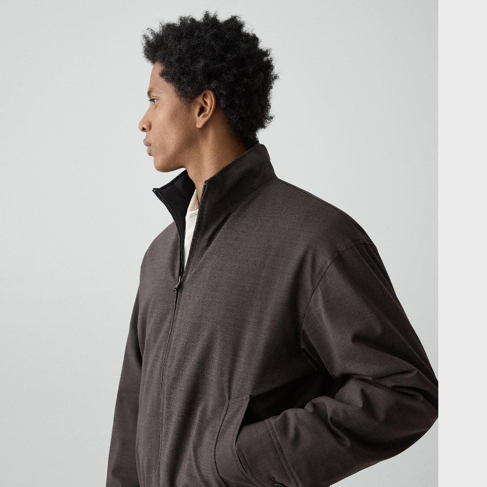 J Brand Reversible Jacket In Motion Wool Brownwood Melange