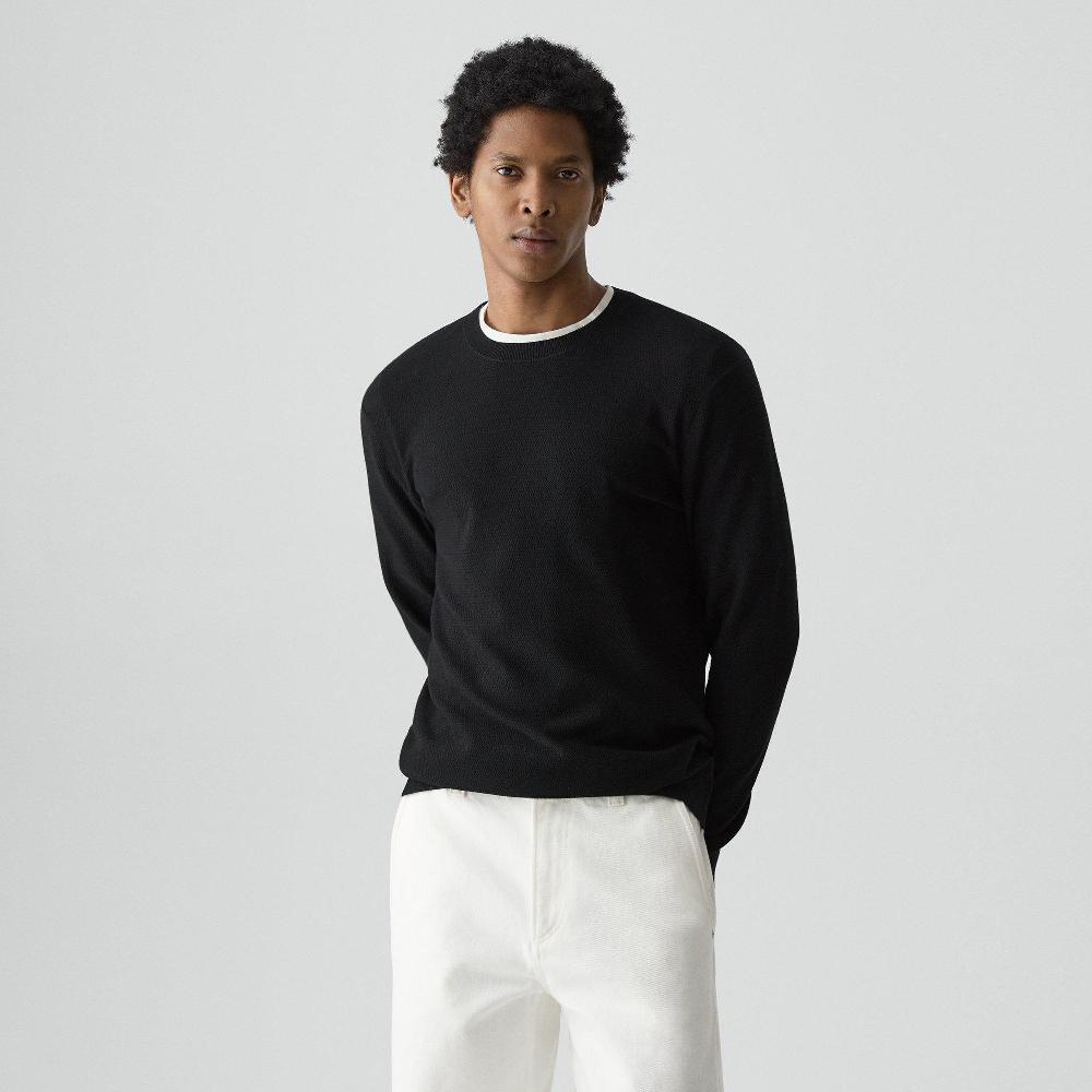 j brand Riland Crewneck Sweater in Light Bilen black