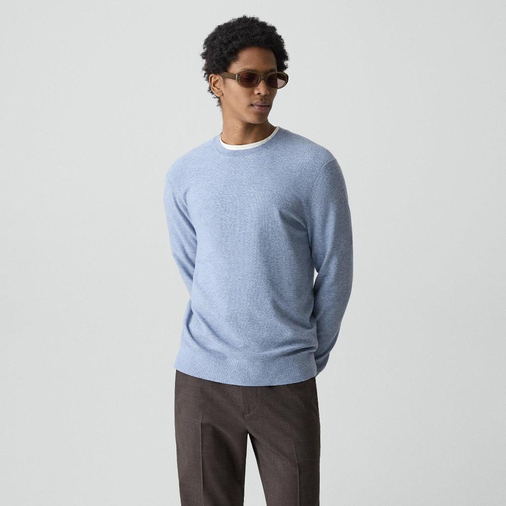 J Brand Riland Crewneck Sweater In Light Bilen Light Blue Lake Melange