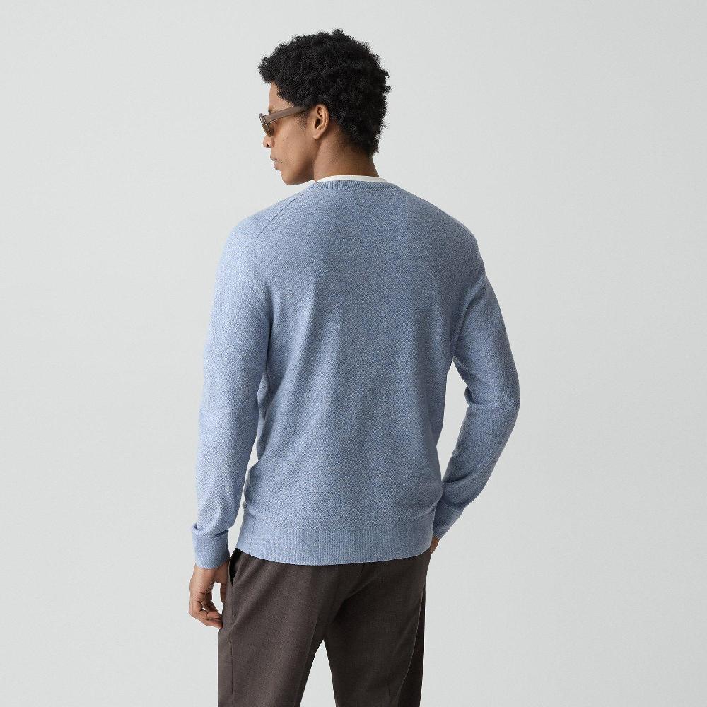 J Brand Riland Crewneck Sweater In Light Bilen Light Blue Lake Melange