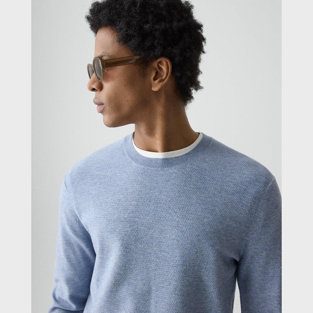 J Brand Riland Crewneck Sweater In Light Bilen Light Blue Lake Melange