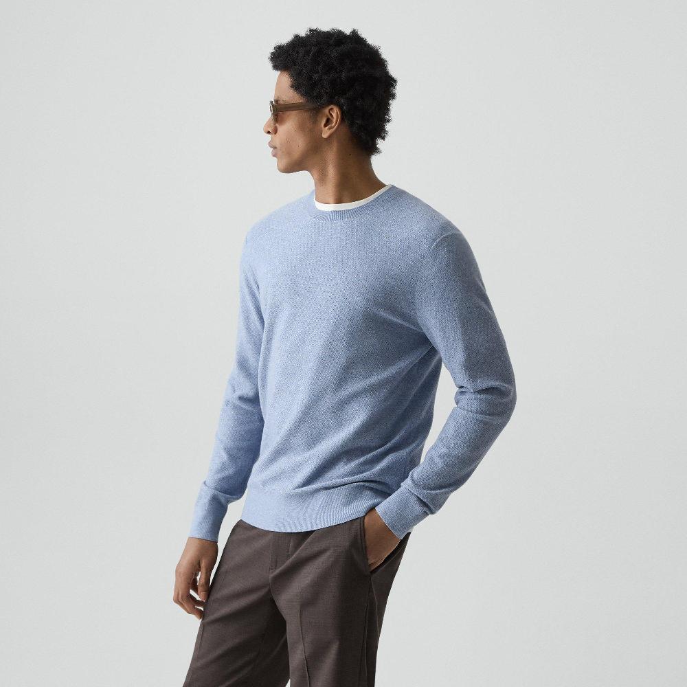 j brand Riland Crewneck Sweater in Light Bilen light blue lake melange