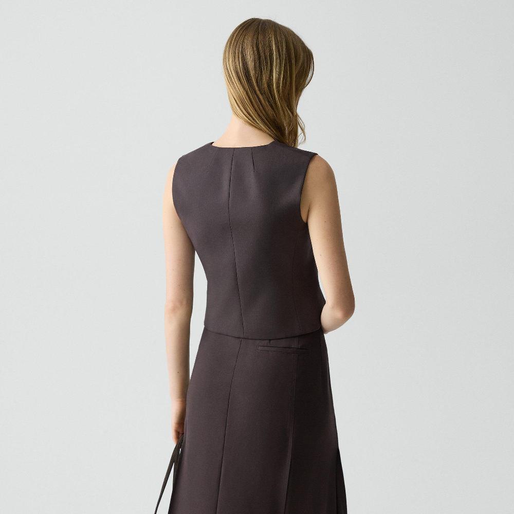 J Brand Shrunken Double-Breasted Vest In Sleek Flannel Cacao