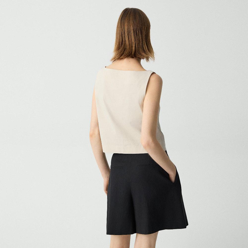 J Brand Sleeveless Boatneck Top In Good Linen Straw