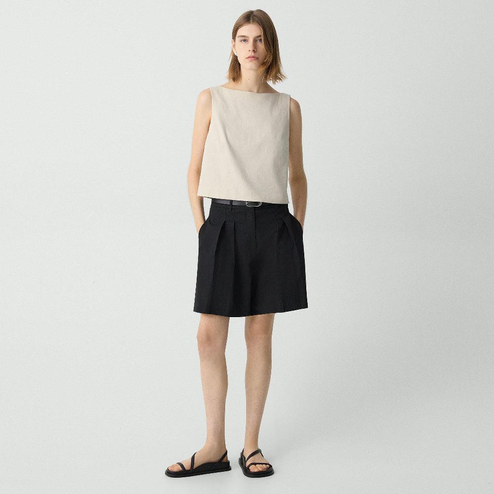 J Brand Sleeveless Boatneck Top In Good Linen Straw
