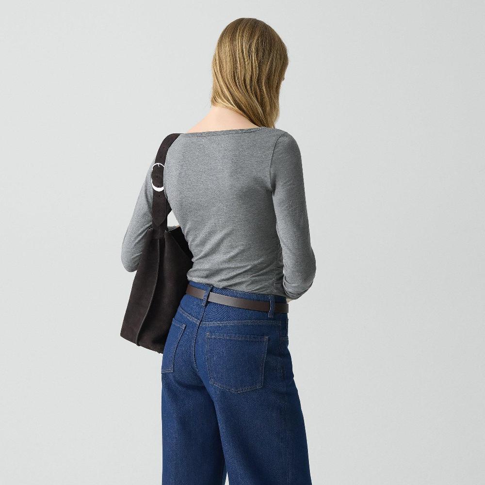 J Brand Square Neck Tee In Certified Organic Cotton Melange Grey