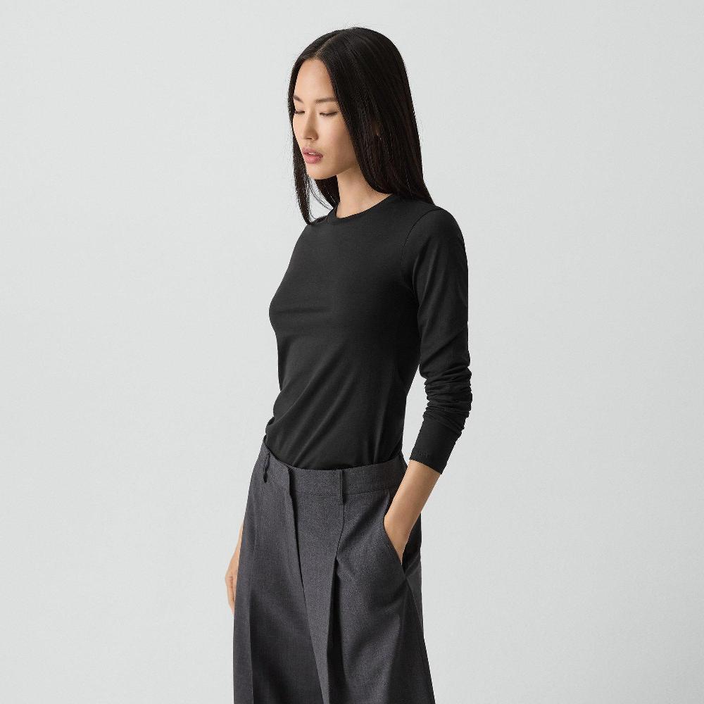 J Brand Tiny Long-Sleeve Tee In Organic Cotton Black