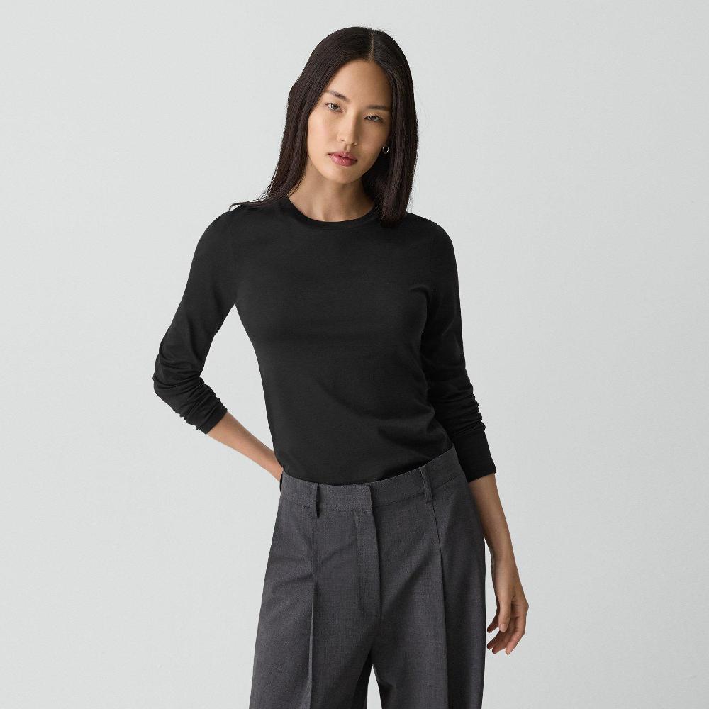 j brand Tiny Long-Sleeve Tee in Organic Cotton black