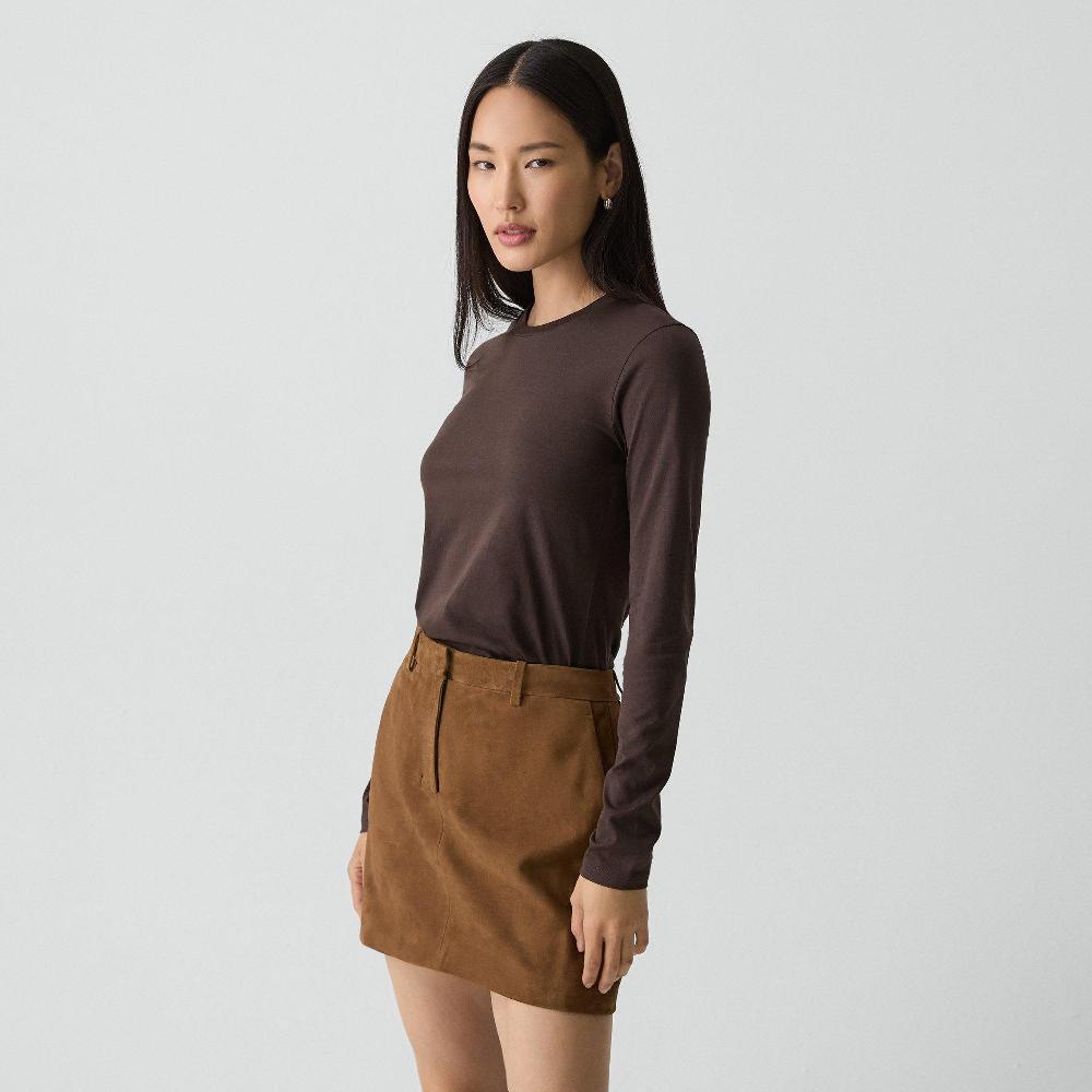 J Brand Tiny Long-Sleeve Tee In Organic Cotton Cacao