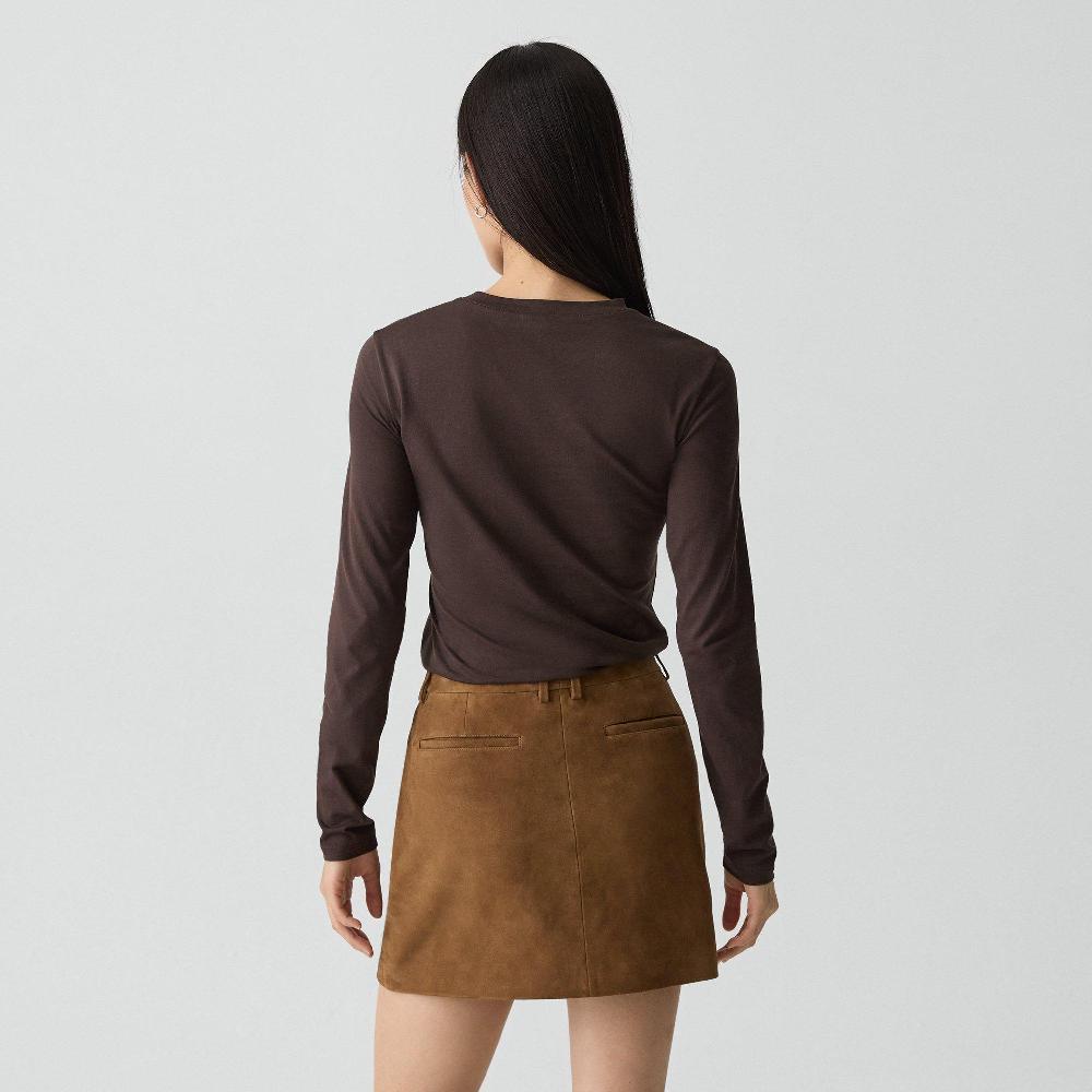 J Brand Tiny Long-Sleeve Tee In Organic Cotton Cacao