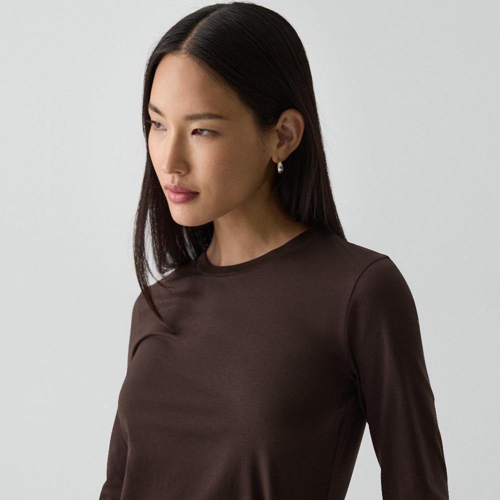 J Brand Tiny Long-Sleeve Tee In Organic Cotton Cacao