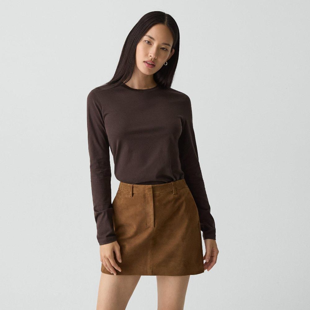 j brand Tiny Long-Sleeve Tee in Organic Cotton cacao